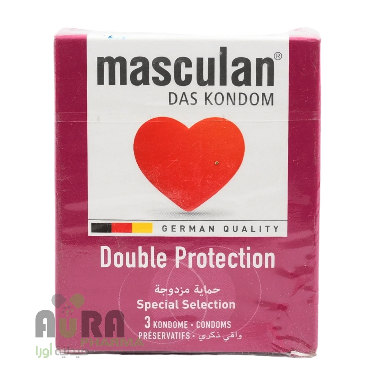 واقي ذكري ماسكولان الماني حماية مزدوجة 3 حبات