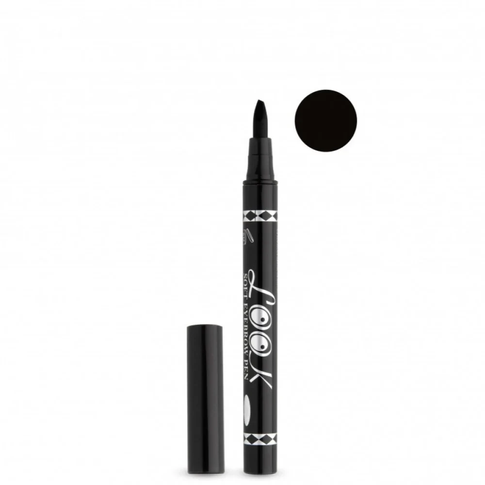 لووك قلم سائل كحل للعين ورسم الحواجب رأس مدبب منحني - اللون اسود 450